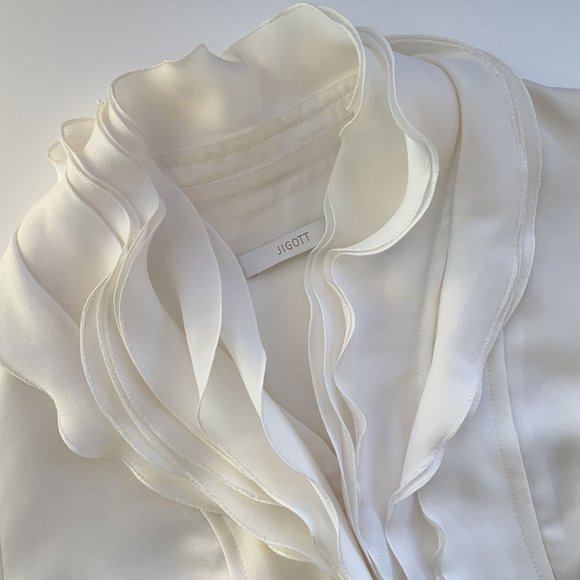 Ruffled Long Sleeve Ivory Blouse - Picture 4 of 12